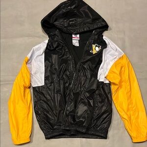 NHL Black and Yellow Pittsburgh Penguins water resistant hoodie  - Youth 10/12